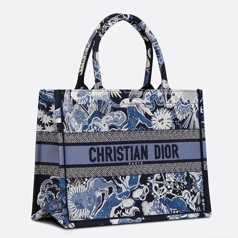 Cheap Zodiac Motif Tote Canvas Book Dior Blue Fantastico 0419 Luxury